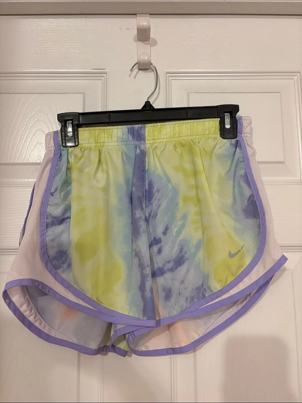 Nike Women's Tie-Dye Running Shorts in Pastel Yellow & Purple Size M